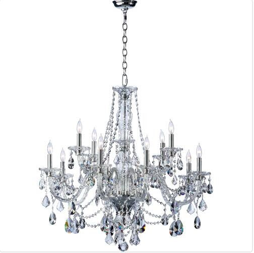 Twelve-Light Chrome Chandelier