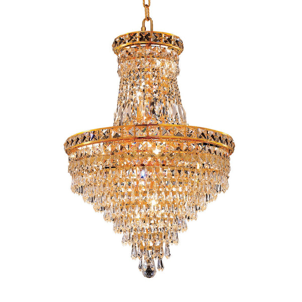 Tranquil Gold Twelve-Light 18-Inch Chandelier with Royal Cut Clear Crystal