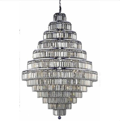 Chrome Thirty-Eight Light 42-Inch Thirteen-Tier Chandelier with Royal Cut Golden Teak Smoky Crystal