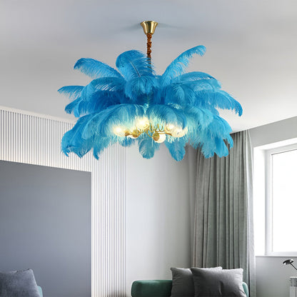 Creative Feathers Copper Ins Nordic Chandelier Flush Mount Ceiling Light