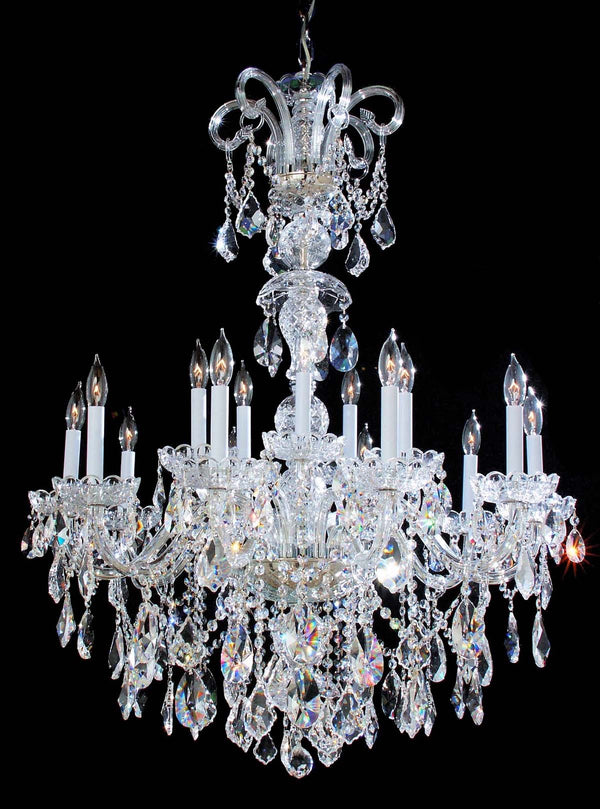 15 Lights Bohemian Crystal chandelier in polished chrome finish