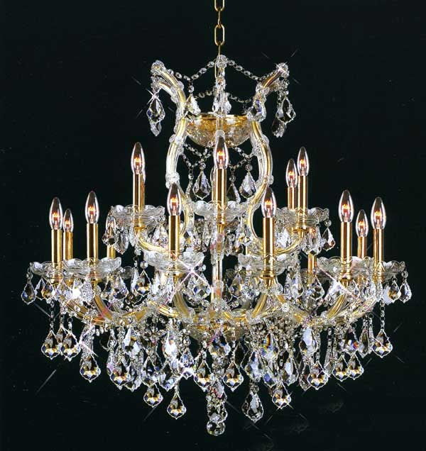 Maria Theresa chandelier dressed with fantastic crystal in gold plated finish