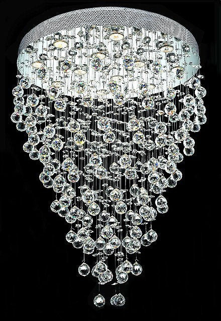 12 Light Contemporary Crystal Chandelier with polished chrome base