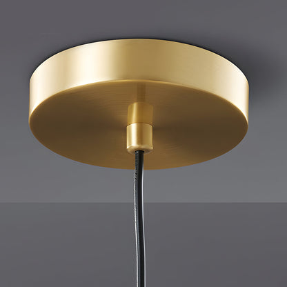 1-Light Mid-Century Brass Flared Pendant Light with White Glass Shade