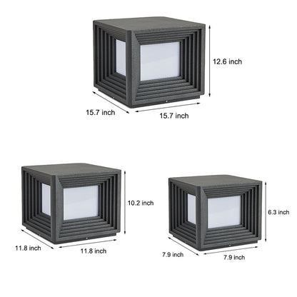 Square Creative Waterproof LED Black Modern Solar Post Caps Lights