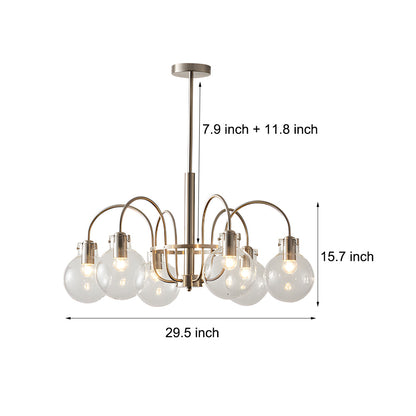 6-Light Glass Globe Shade Indoor Nickel Finish Chandelier