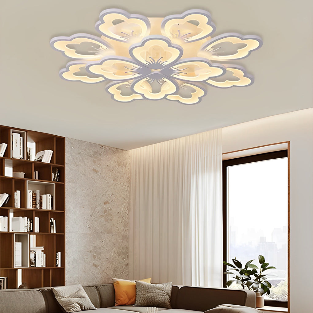 Flower Shaped Dimmable LED White Nordic Chandelier Light Flush Mount Lighting