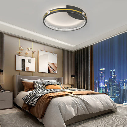 Round Ring Three Step Dimming Crystal Modern Ceiling Lights with Spotlights