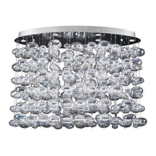 Bubbles Six-Light Polished Chrome Close to Ceiling Light with Iridescent Glass -Halogen