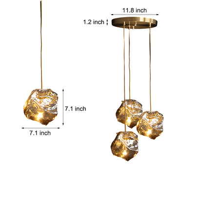 Irregular Lava Texture Glass Shade Copper Simple Post-Modern Chandelier