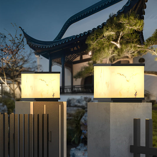 Square Marbled LED Waterproof Modern Solar Powered Fence Post Lights