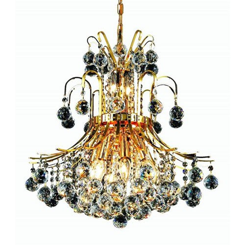 Gold Ten-Light 19-Inch Chandelier with Royal Cut Clear Crystal