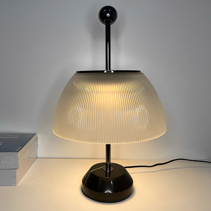 Ribbed Glass Bowl and Metal Italian Accent Table Lamps