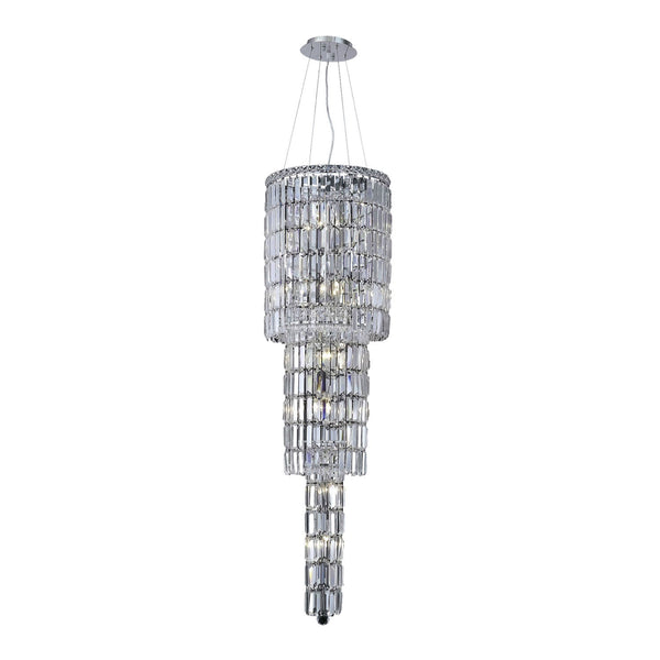 Maxim Chrome Twelve-Light 16-Inch Three-Tier Pendant with Royal Cut Clear Crystal