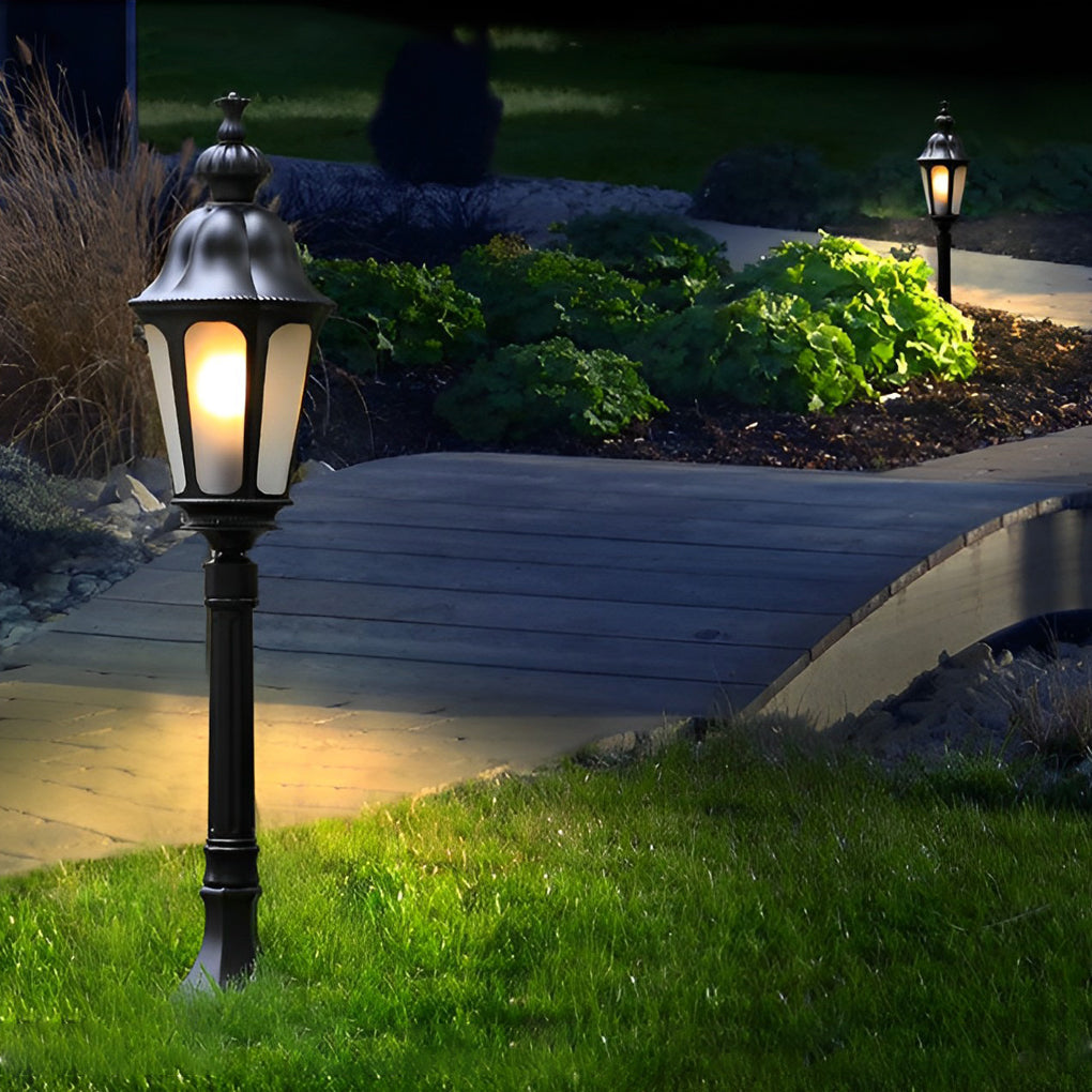 Outdoor Waterproof LED Black European-style Lawn Lights Path Lamp Post