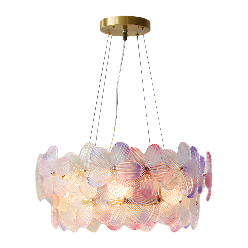 French Glass Flower Round Chandelier