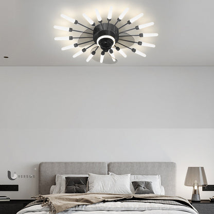 Creative Flower Mute Three Step Dimming Nordic Fans Ceiling with Lights