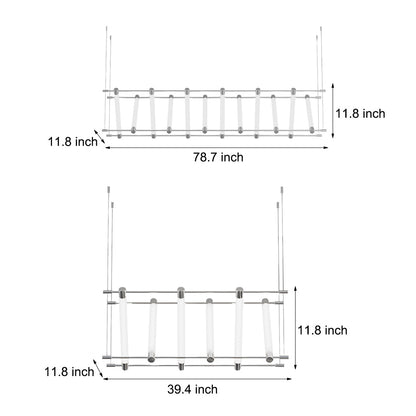 6/12-Light Acrylic Tube Geometric Long Designer LED Island Pendant Light