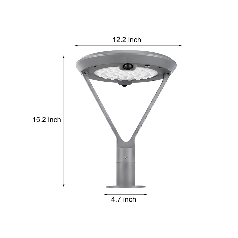 Modern Round Dual Motion Sensor LED Solar Post Lights - Outdoor Pillar Lamp