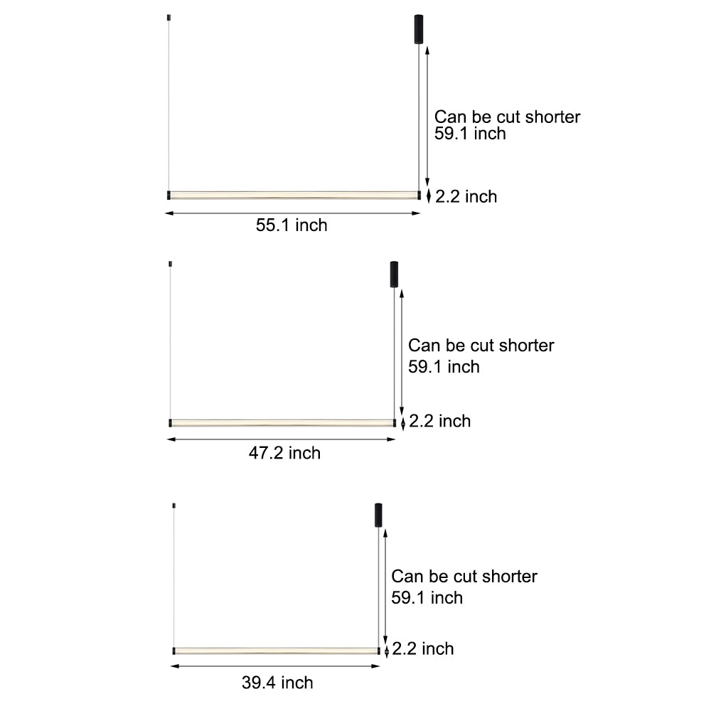 1-Light Glass Linear LED Island Pendant Light