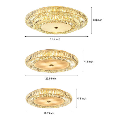 Round Crystal Three Step Dimming Glass Luxury Modern Ceiling Light Fixture