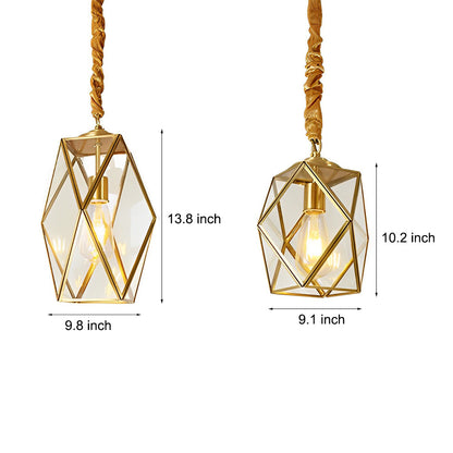 Retro Glass Copper Personality Industrial Style Small Chandelier Light