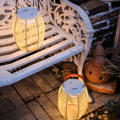 Portable Rattan Lantern Waterproof LED Modern Solar Outdoor Light Floor Lamp