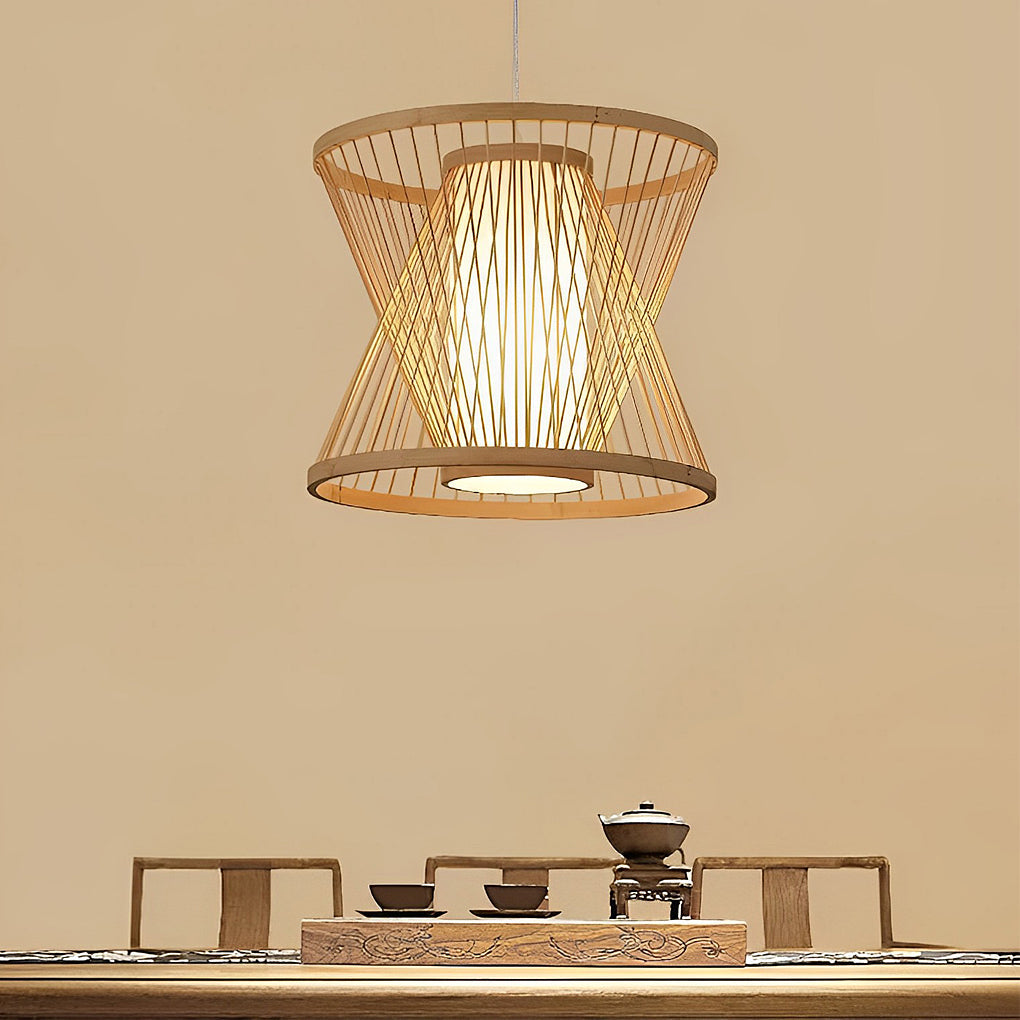 Light Burlywood Innovatively Shaped Bamboo Hand Woven Pendant Light