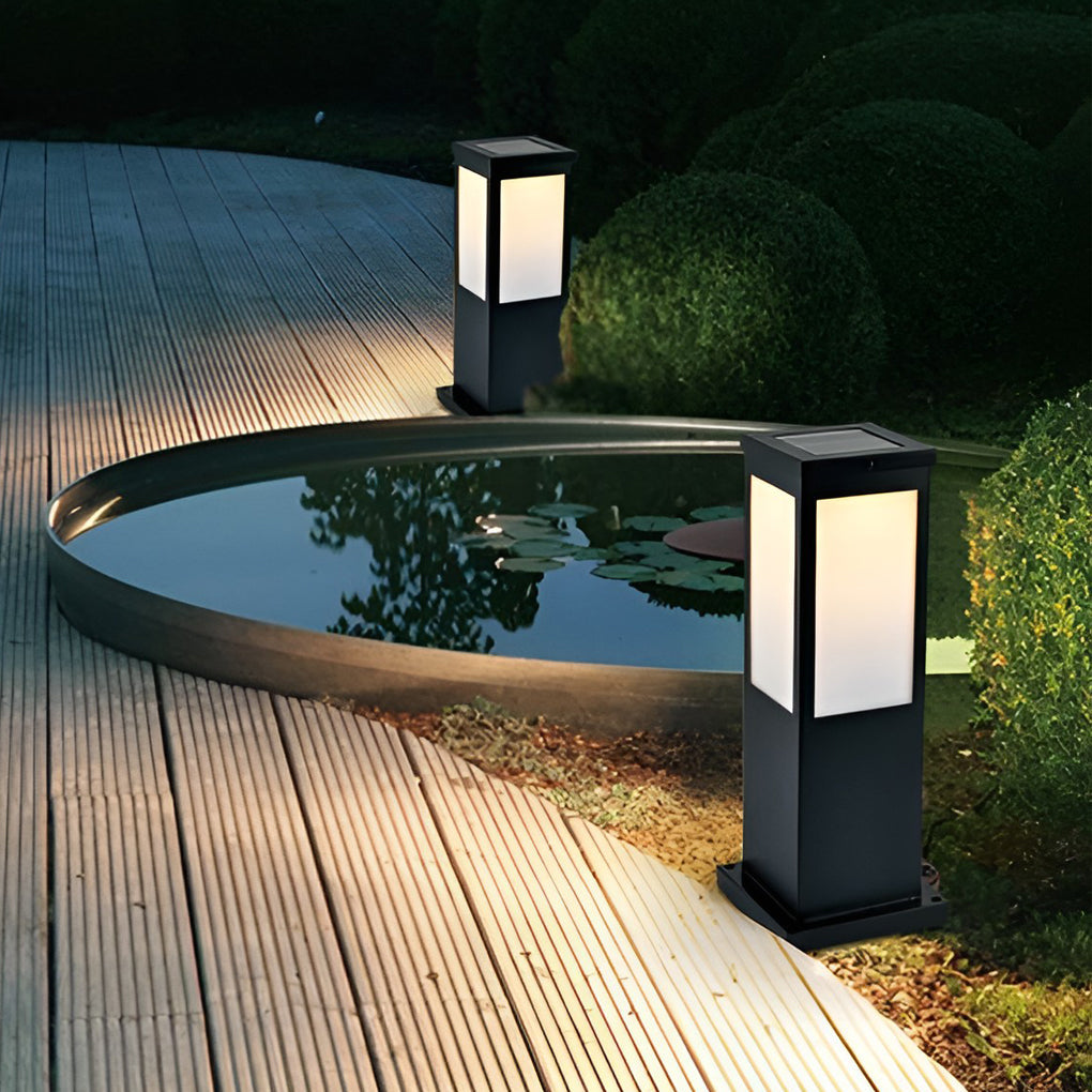 Industrial-Style Square LED Solar Landscape Lighting Waterproof Outdoor Pathway Lights with Remote Control