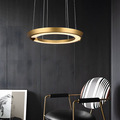 Modern LED Ring-Shaped Pendant Light with Acrylic Shades for Living Room