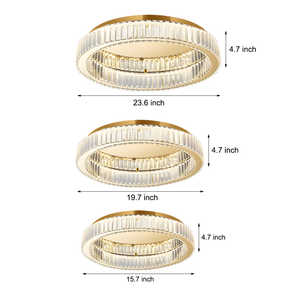 Round Crystal Stepless Dimming LED Luxury Post-Modern Ceiling Light Fixture