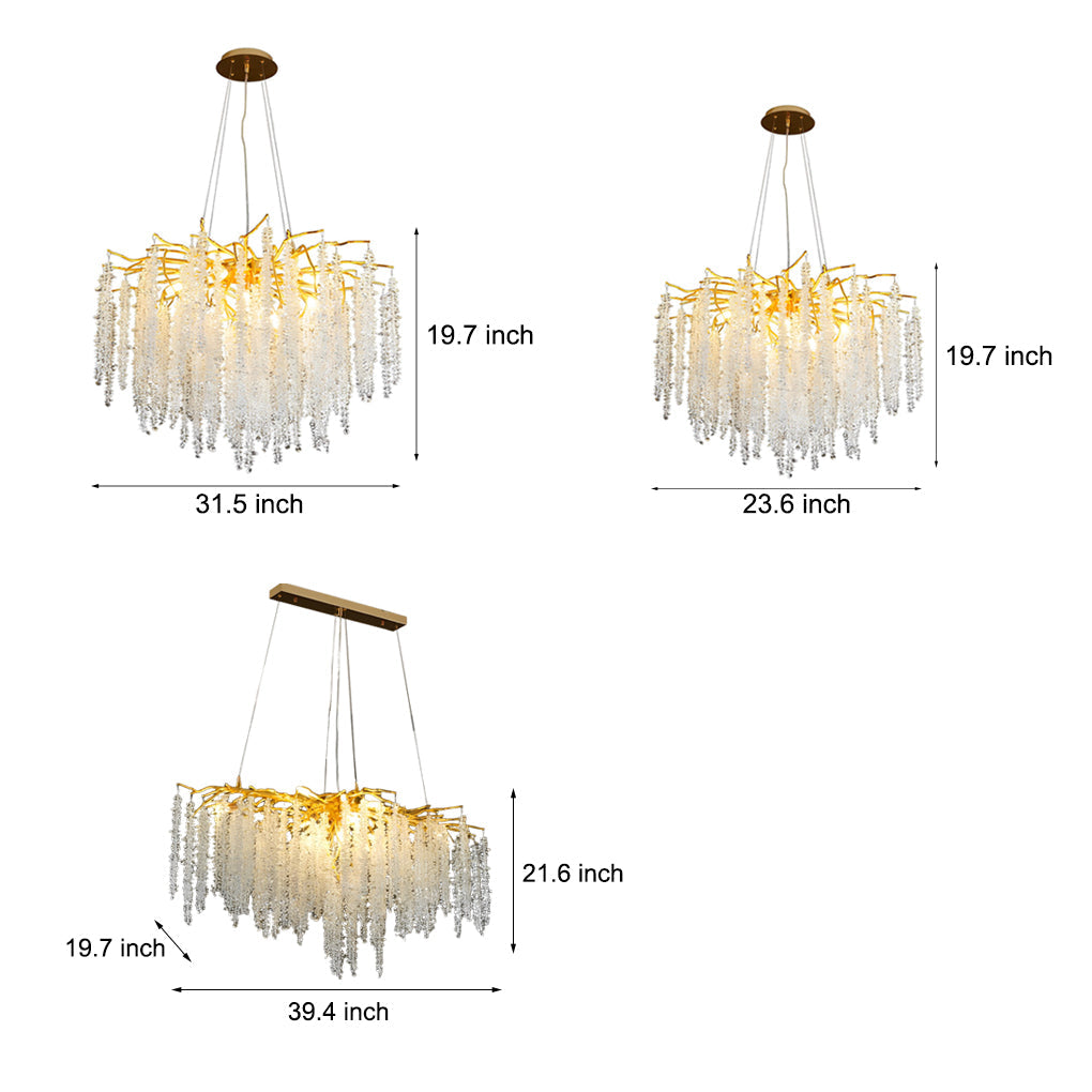 Creative Branches Crystal Pendant Decor 3 Step Dimming Modern Chandelier