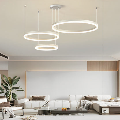 Circular Rings Creative LED 3 Step Dimming White Modern Chandelier Light