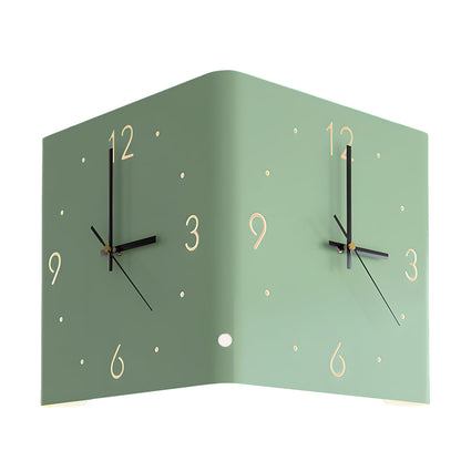 Square Metal Silent Backlit LED Corner Wall Clock Modern Wall Decor