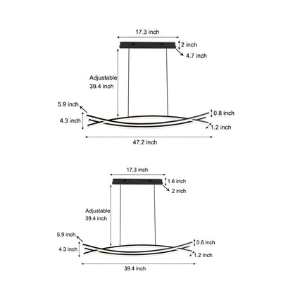 Long Lines LED Dimmable Chandelier Dining Room Light Fixtures