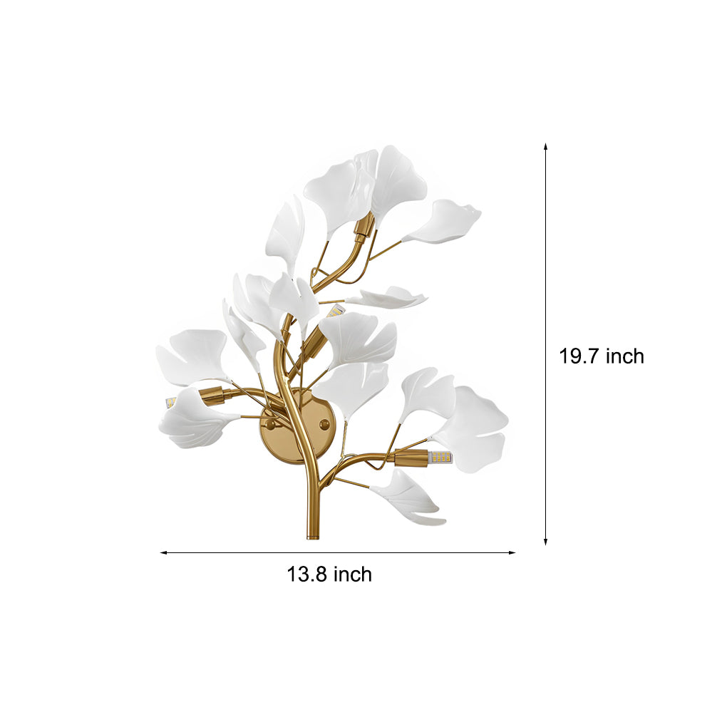 Ginkgo Biloba Leaves Branches 3 Step Dimming Gold Nordic Wall Lights Fixture