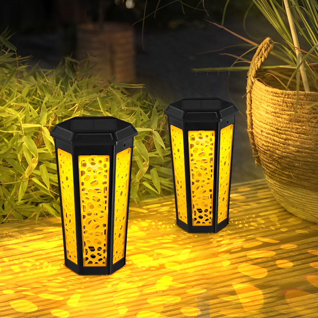 Hexagon Hollow Waterproof Intelligent RGB Solar Lights Outdoor Lawn Lamp