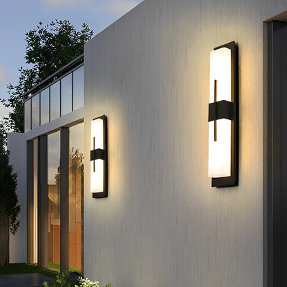 Creative Rectangular LED Waterproof Black Modern Outdoor Wall Lamp