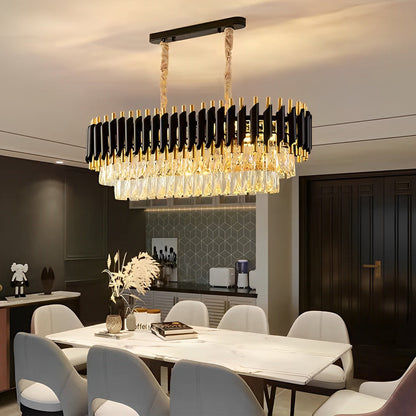 Round Oval Crystal Three Step Dimming Luxury Post-Modern Chandelier