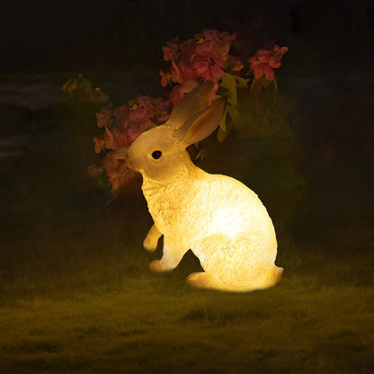 Resin Fiberglass Rabbits Creative Waterproof White Modern Garden Lights