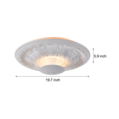 19.7-inch Round Gypsum Relief Dimmable LED Flush Mount Ceiling Light