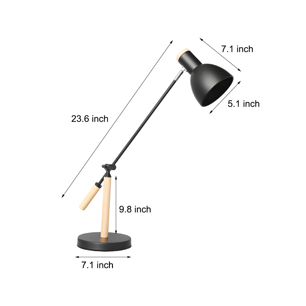 Adjustable Rotatable Wood and Metal Reading Desk Lamp for Modern Spaces