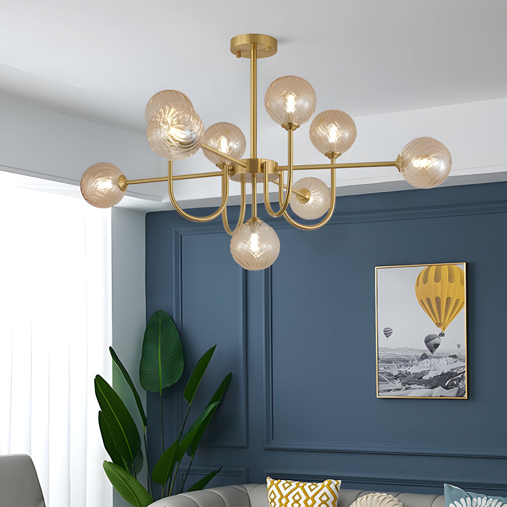 Amber Glass Globe Molecule Chandelier