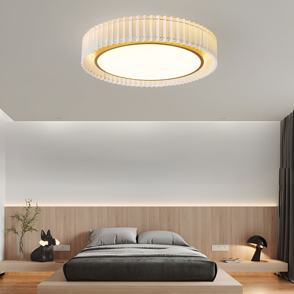 Circular Pleated 3 Step Dimming Light LED Nordic Ceiling Light Chandeliers