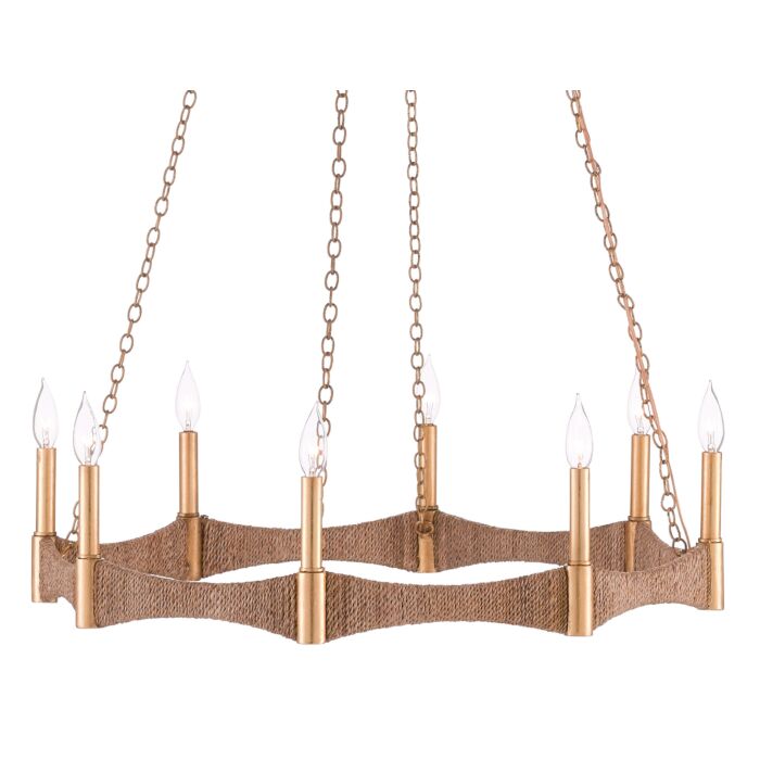 Currey & Company 8-Light 7" Mallorca Chandelier in Natural and Dark Contemporary Gold Leaf