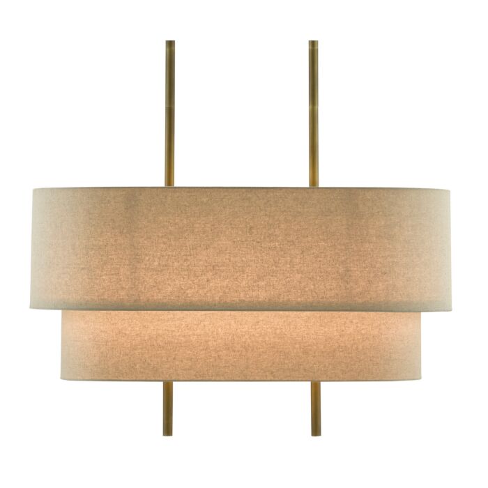 Combermere 4-Light Chandelier in Antique Brass with Linen