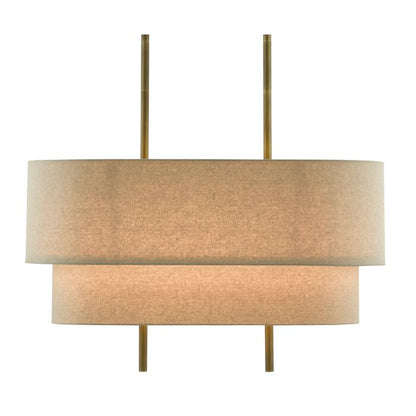 Combermere 4-Light Chandelier in Antique Brass with Linen