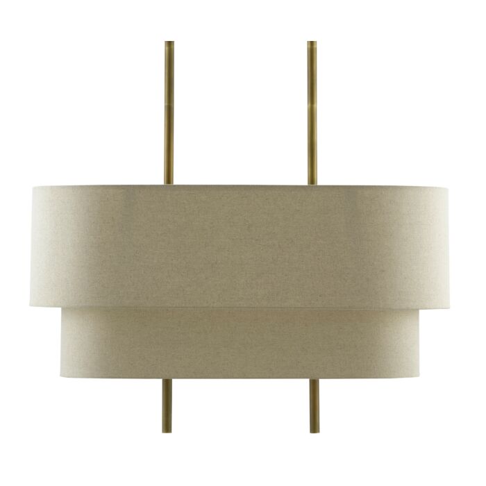 Combermere 4-Light Chandelier in Antique Brass with Linen