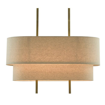 Combermere 4-Light Chandelier in Antique Brass with Linen