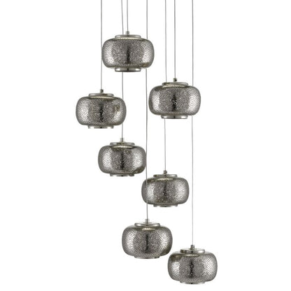 Pepper 7-Light Pendant in Painted Silver with Nickel